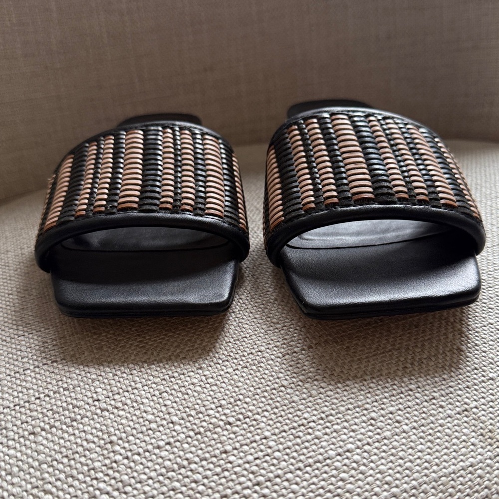 Ilene Woven Elegant Black and Tan Kitten Heels - Picture 4 of 5